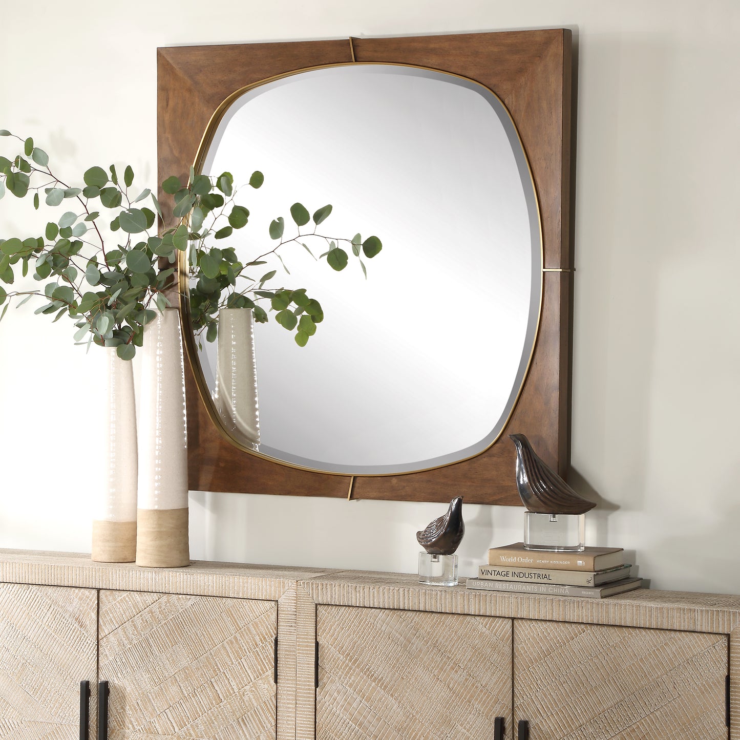 Uttermost Garonne Square Walnut Mirror 09973