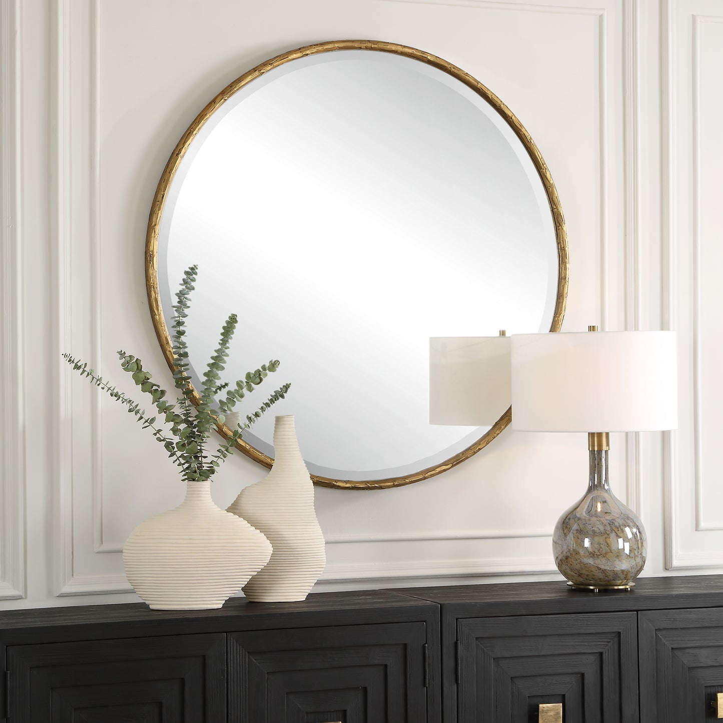 Uttermost Sutton Aged Gold Round Mirror 09989