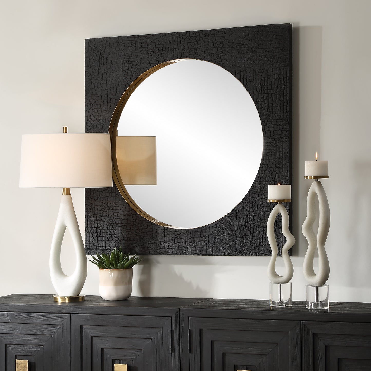 Uttermost Ember Black Square Mirror 09984