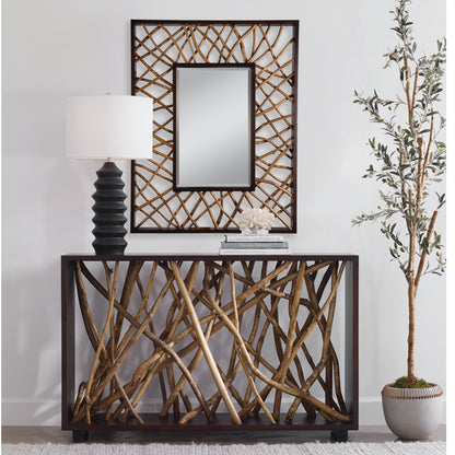 Uttermost Teak Maze Rectangle Mirror 08184