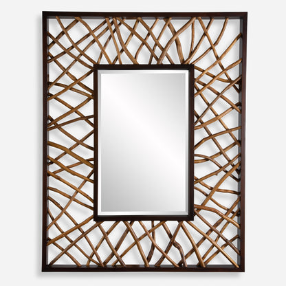 Uttermost Teak Maze Rectangle Mirror 08184