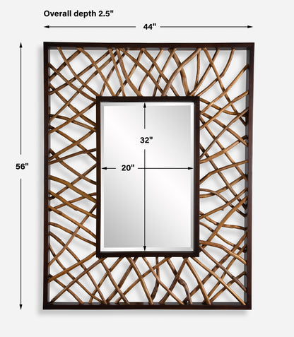 Uttermost Teak Maze Rectangle Mirror 08184