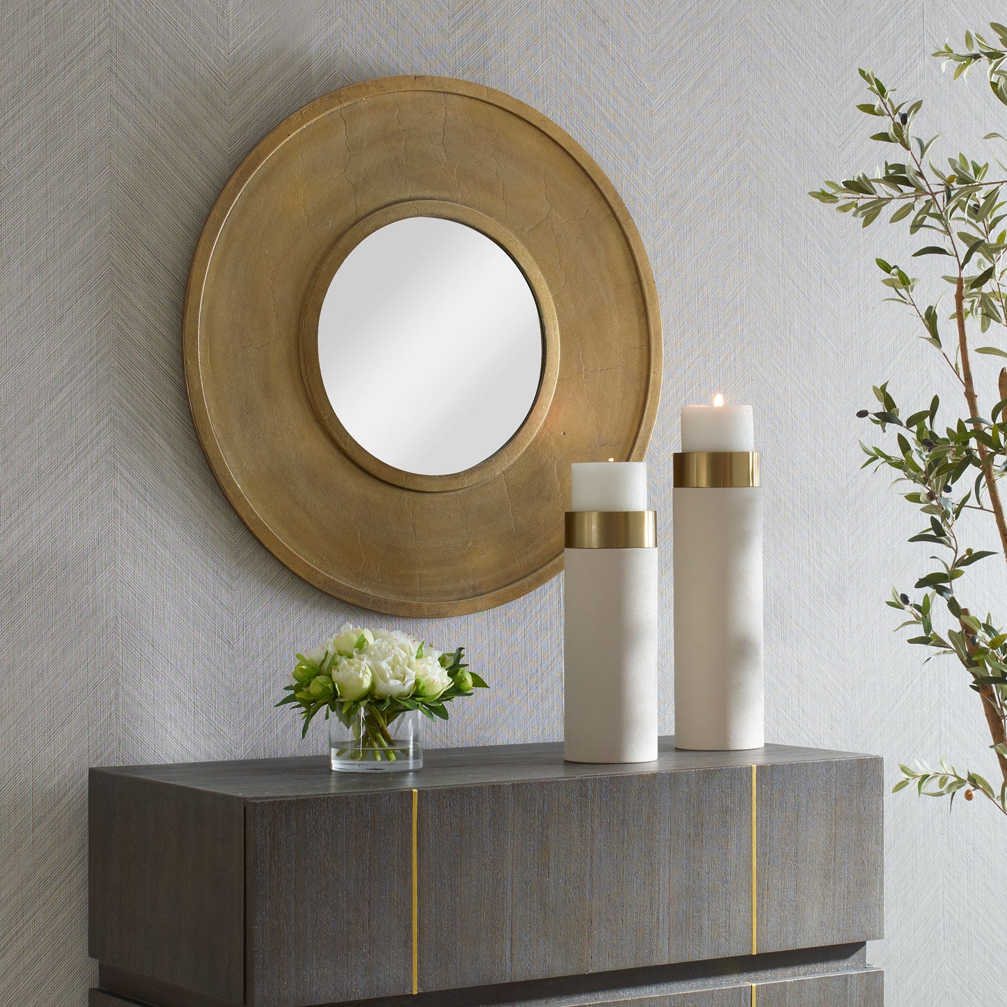 Uttermost Axel Round Brass Mirror 07088