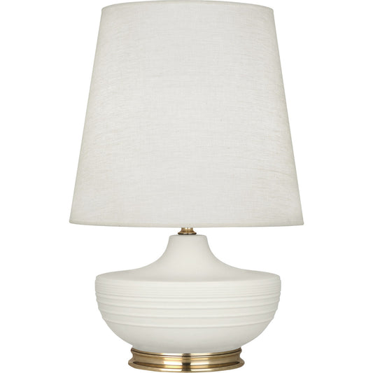 Robert Abbey  Michael Berman Matte Lily Michael Berman Nolan Table Lamp in Matte Lily Glazed Ceramic with Modern Brass Accents MLY24