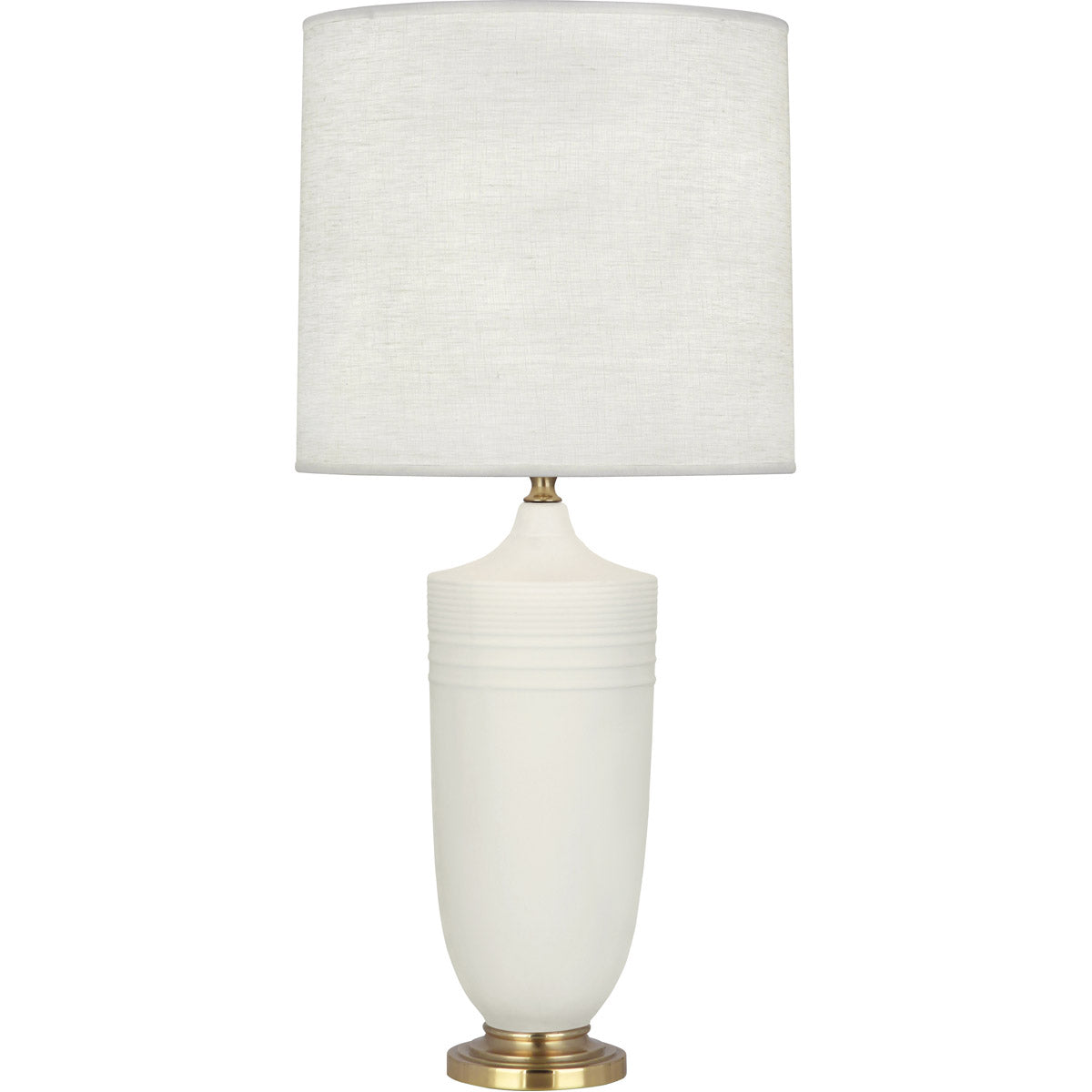 Robert Abbey  Michael Berman Matte Lily Michael Berman Hadrian Table Lamp in Matte Lily Glazed Ceramic with Modern Brass Accents MLY27