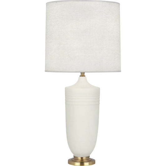 Robert Abbey  Michael Berman Matte Lily Michael Berman Hadrian Table Lamp in Matte Lily Glazed Ceramic with Modern Brass Accents MLY27