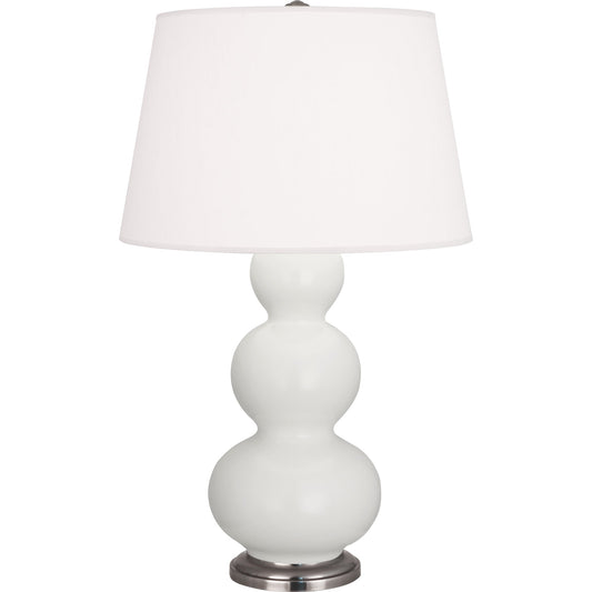 Robert Abbey  Matte Lily Triple Gourd Table Lamp in Matte Lily Glazed Ceramic with Antique Silver Finished Accents MLY42