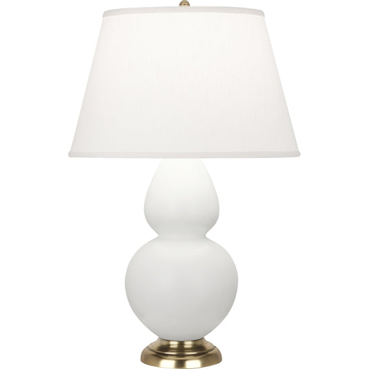 Robert Abbey  Matte Lily Double Gourd Table Lamp in Matte Lily Glazed Ceramic with Antique Natural Brass Finished Accents MLY55