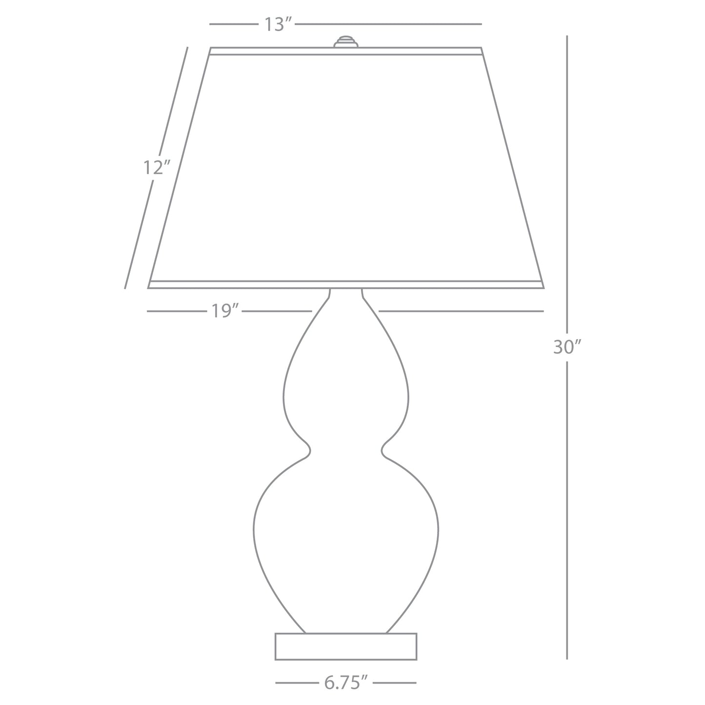 Robert Abbey  Matte Lily Double Gourd Table Lamp in Matte Lily Glazed Ceramic with Lucite Base MLY62