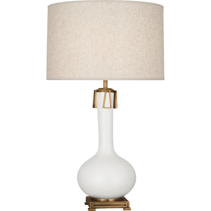 Robert Abbey  Matte Lily Athena Table Lamp in Matte Lily Glazed Ceramic with Aged Brass Accents MLY92