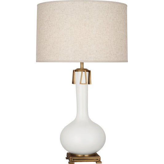 Robert Abbey  Matte Lily Athena Table Lamp in Matte Lily Glazed Ceramic with Aged Brass Accents MLY92