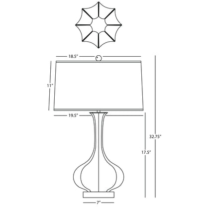 Robert Abbey  Matte Lily Pike Table Lamp in Matte Lily Glazed Ceramic with Lucite Base MLY96