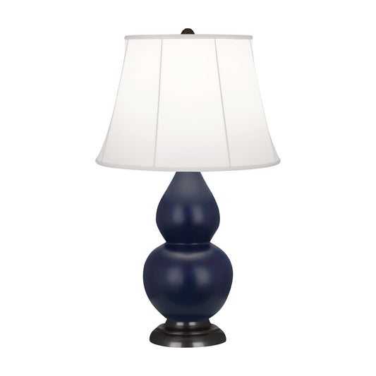 Robert Abbey  Matte Midnight Blue Small Double Gourd Accent Lamp in Matte Midnight Blue Glazed Ceramic with Bronze Finished Accents MMB11