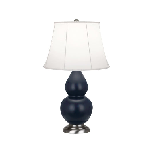 Robert Abbey  Midnight Small Double Gourd Accent Lamp in Matte Midnight Blue Glazed Ceramic with Antique Silver Finished Accents MMB12