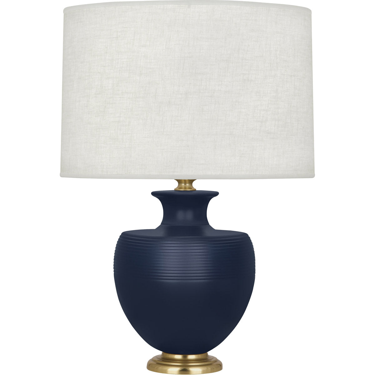 Robert Abbey  Michael Berman Matte Midnight Blue Michael Berman Atlas Table Lamp in Matte Midnght Blue Ceramic with Modern Brass Accents MMB21