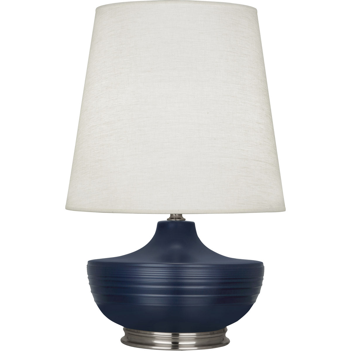 Robert Abbey  Michael Berman Matte Midnight Blue Michael Berman Nolan Table Lamp in Matte Midnight Blue Glazed Ceramic and Dark Antique Nickel Accents MMB23