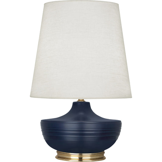 Robert Abbey  Michael Berman Matte Midnight Blue Michael Berman Nolan Table Lamp in Matte Midnight Blue Glazed Ceramic and Modern Brass Accents MMB24