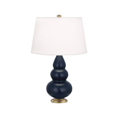 Robert Abbey  Matte Midnight Blue Small Triple Gourd Accent Lamp in Matte Midnight Blue Glazed Ceramic with Antique Brass Finished Accents MMB30