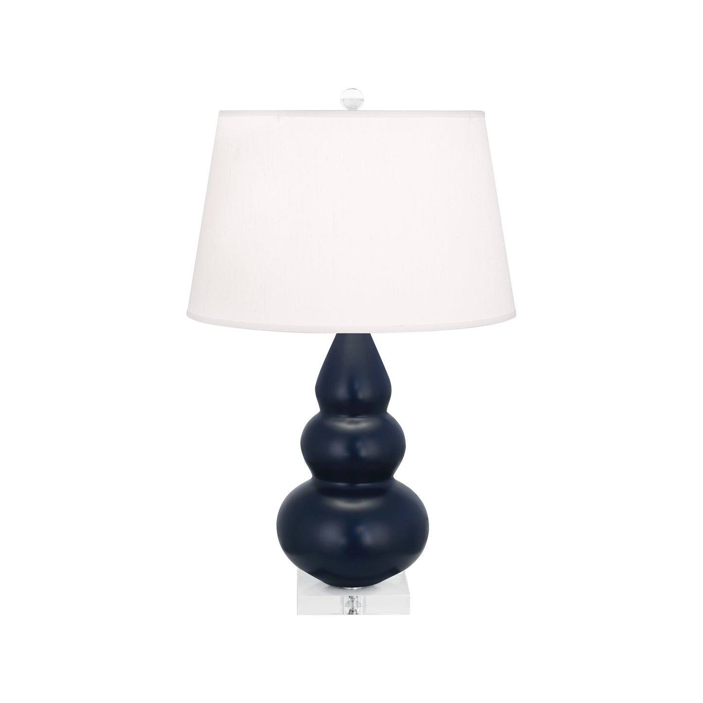 Robert Abbey  Matte Midnight Blue Small Triple Gourd Accent Lamp in Matte Midnight Blue Glazed Ceramic with Lucite Base MMB33