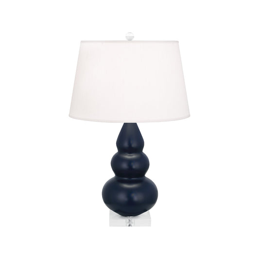 Robert Abbey  Matte Midnight Blue Small Triple Gourd Accent Lamp in Matte Midnight Blue Glazed Ceramic with Lucite Base MMB33