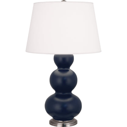 Robert Abbey  Matte Midnight Blue Triple Gourd Table Lamp in Matte Midnight Blue Glazed Ceramic with Antique Silver Finished Accents MMB42