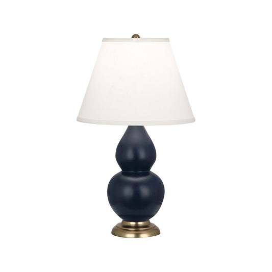 Robert Abbey  Matte Midnight Blue Small Double Gourd Accent Lamp in Matte Midnight Blue Glazed Ceramic with Antique Brass Finished Accents MMB50