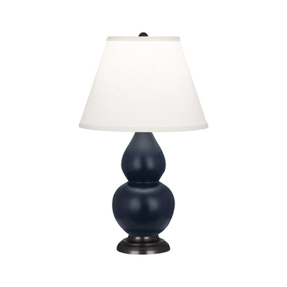 Robert Abbey  Matte Midnight Blue Small Double Gourd Accent Lamp in Matte Midnight Blue Glazed Ceramic with Bronze Finished Accents MMB51