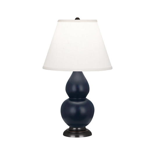 Robert Abbey  Matte Midnight Blue Small Double Gourd Accent Lamp in Matte Midnight Blue Glazed Ceramic with Bronze Finished Accents MMB51