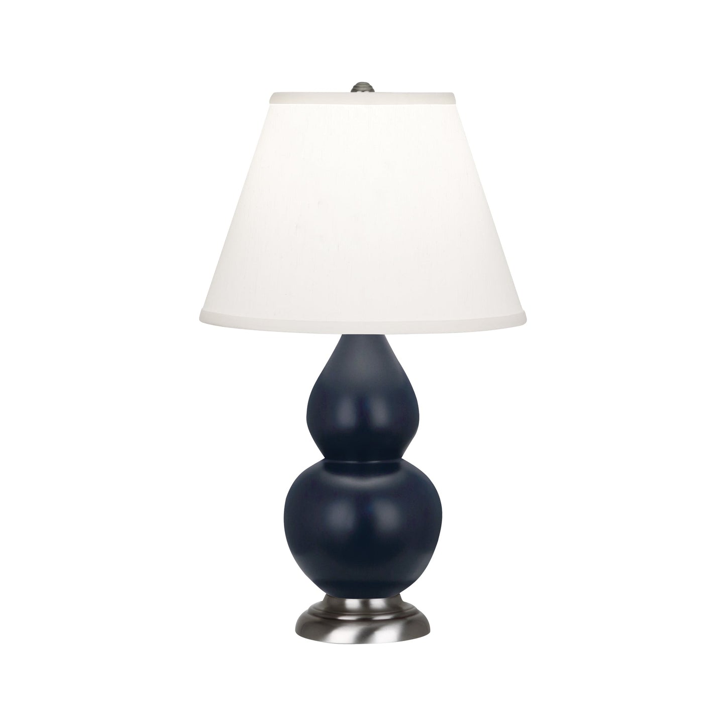 Robert Abbey  Matte Midnight Blue Small Double Gourd Accent Lamp in Matte Midnight Blue Glazed Ceramic with Antique Silver Finished Accents MMB52