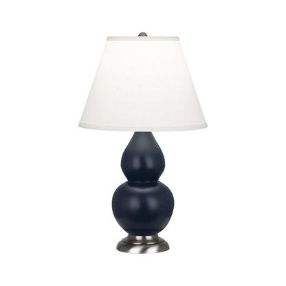 Robert Abbey  Matte Midnight Blue Small Double Gourd Accent Lamp in Matte Midnight Blue Glazed Ceramic with Antique Silver Finished Accents MMB52