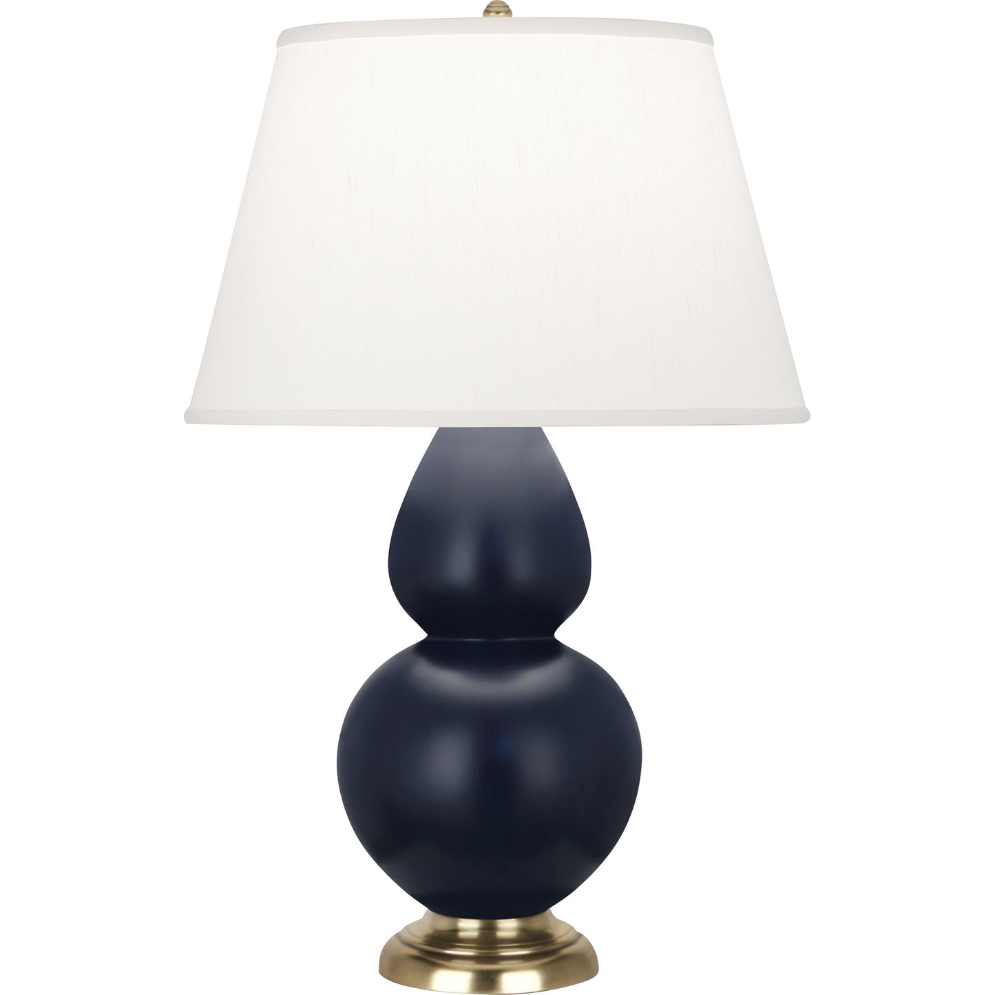 Robert Abbey  Matte Midnight Blue Double Gourd Table Lamp in Matte Midnight Blue Glazed Ceramic with Antique Brass Finished Accents MMB55