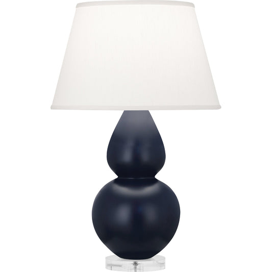 Robert Abbey  Matte Midnight Blue Double Gourd Table Lamp in Matte Midnight Blue Glazed Ceramic with Lucite Base MMB62