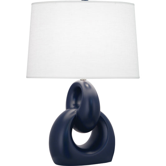 Robert Abbey  Matte Midnight Blue Fusion Table Lamp in Matte Midnight Blue Glazed Ceramic with Polished Nickel Accents MMB81