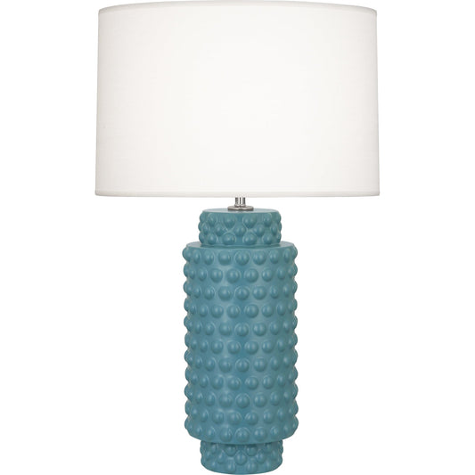 Robert Abbey  Matte Steel Blue Dolly Table Lamp in Matte Steel Blue Glazed Textured Ceramic MOB08