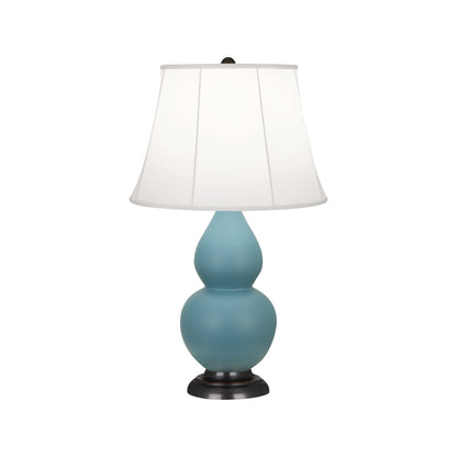 Robert Abbey  Matte Steel Blue Small Double Gourd Accent Lamp in Matte Steel Blue Glazed Ceramic with Bronze Finished Accents MOB11