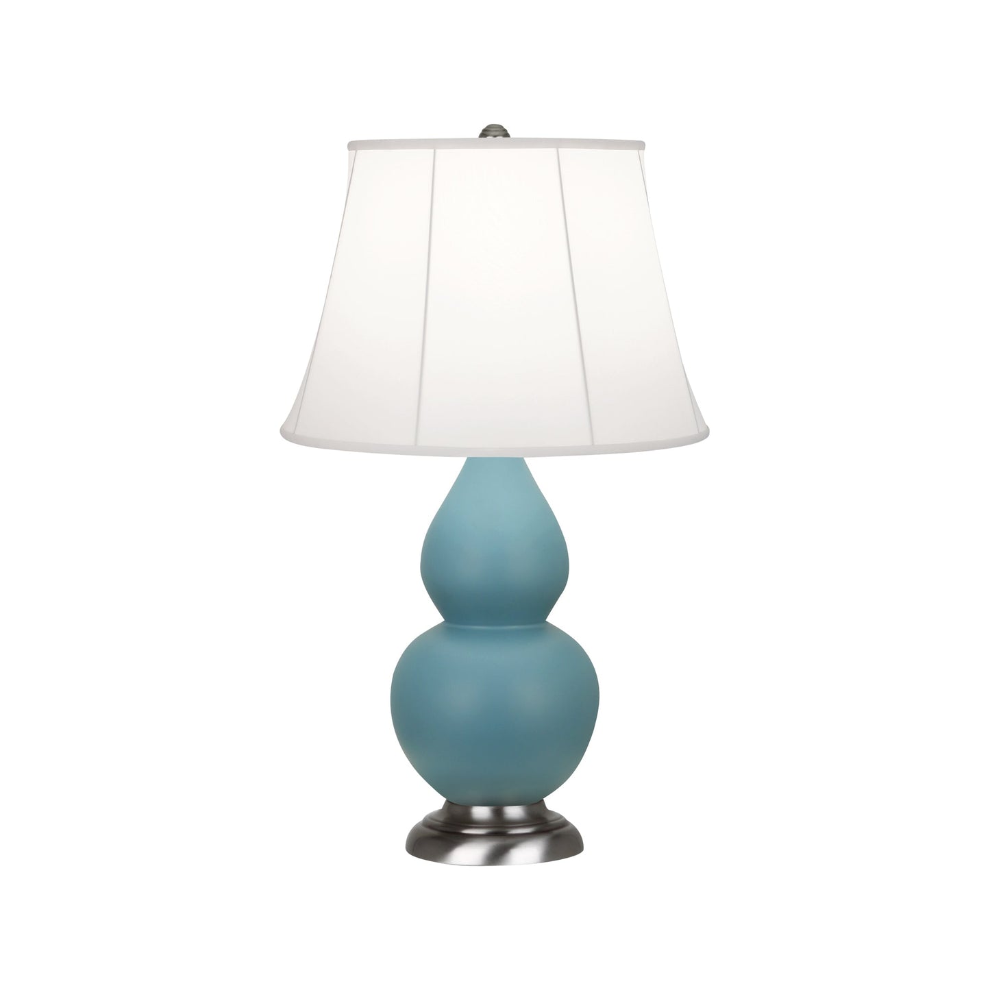 Robert Abbey  Matte Steel Blue Small Double Gourd Accent Lamp in Matte Steel Blue Glazed Ceramic with Antique Silver Finished Accents MOB12