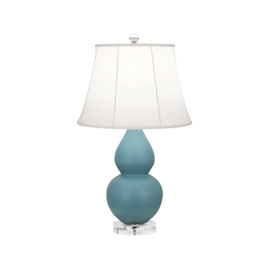 Robert Abbey  Matte Steel Blue Small Double Gourd Accent Lamp in Matte Steel Blue Glazed Ceramic with Lucite Base MOB13