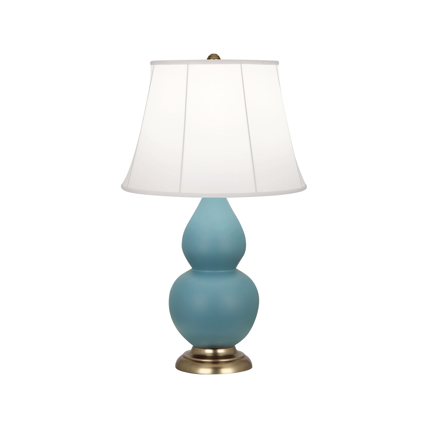 Robert Abbey  Matte Steel Blue Small Double Gourd Accent Lamp in Matte Steel Blue Glazed Ceramic with Antique Brass Finished Accents MOB14