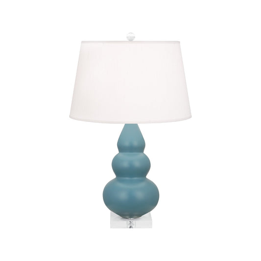 Robert Abbey  Matte Steel Blue Small Triple Gourd Accent Lamp in Matte Steel Blue Glazed Ceramic with Lucite Base MOB33