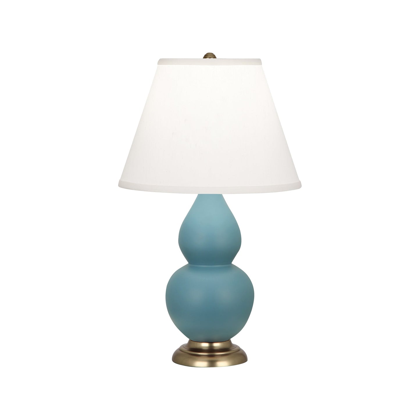 Robert Abbey  Matte Steel Blue Small Double Gourd Accent Lamp in Matte Steel Blue Glazed Ceramic with Antique Brass Finished Accents MOB50