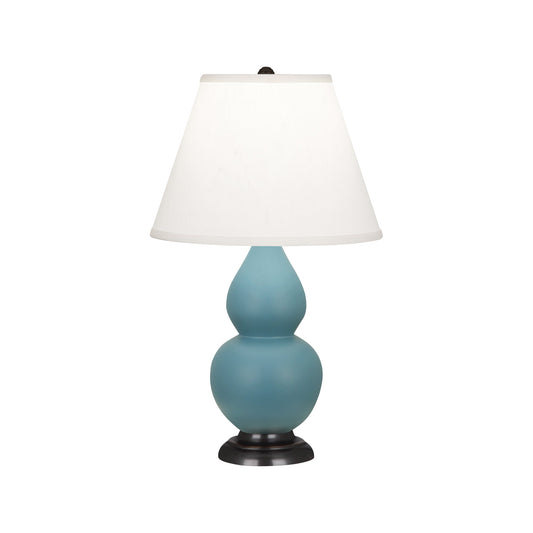 Robert Abbey  Matte Steel Blue Small Double Gourd Accent Lamp in Matte Steel Blue Glazed Ceramic with Bronze Finished Accents MOB51