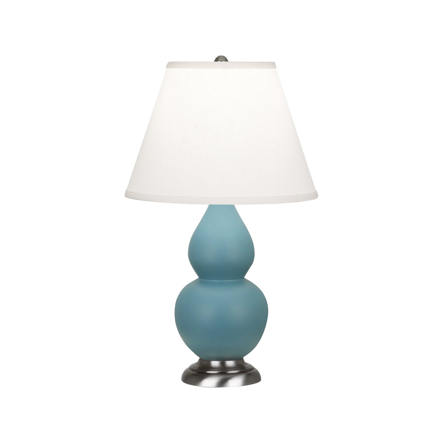 Robert Abbey  Matte Steel Blue Small Double Gourd Accent Lamp in Matte Steel Blue Glazed Ceramic with Antique Silver Finished Accents MOB52