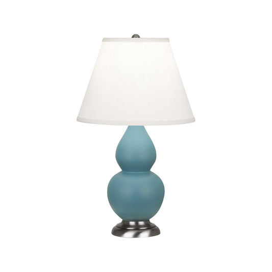 Robert Abbey  Matte Steel Blue Small Double Gourd Accent Lamp in Matte Steel Blue Glazed Ceramic with Antique Silver Finished Accents MOB52