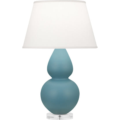 Robert Abbey  Matte Steel Blue Double Gourd Table Lamp in Matte Steel Blue Glazed Ceramic with Lucite Base MOB62