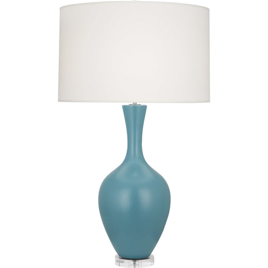 Robert Abbey  Matte Steel Blue Audrey Table Lamp in Matte Steel Blue Glazed Ceramic MOB80