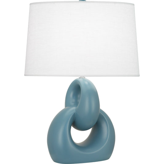 Robert Abbey  Matte Steel Blue Fusion Table Lamp in Matte Steel Blue Glazed Ceramic with Polished Nickel Accents MOB81