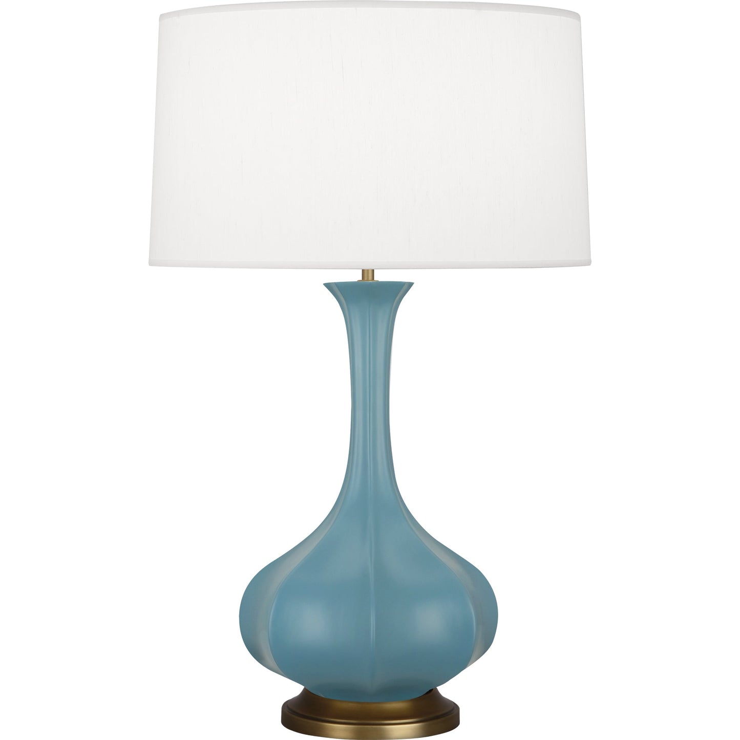 Robert Abbey  Matte Steel Blue Pike Table Lamp in Matte Steel Blue Glazed Ceramic with Aged Brass Accents MOB94