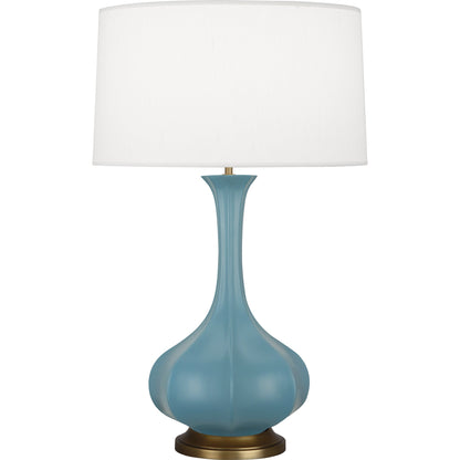 Robert Abbey  Matte Steel Blue Pike Table Lamp in Matte Steel Blue Glazed Ceramic with Aged Brass Accents MOB94