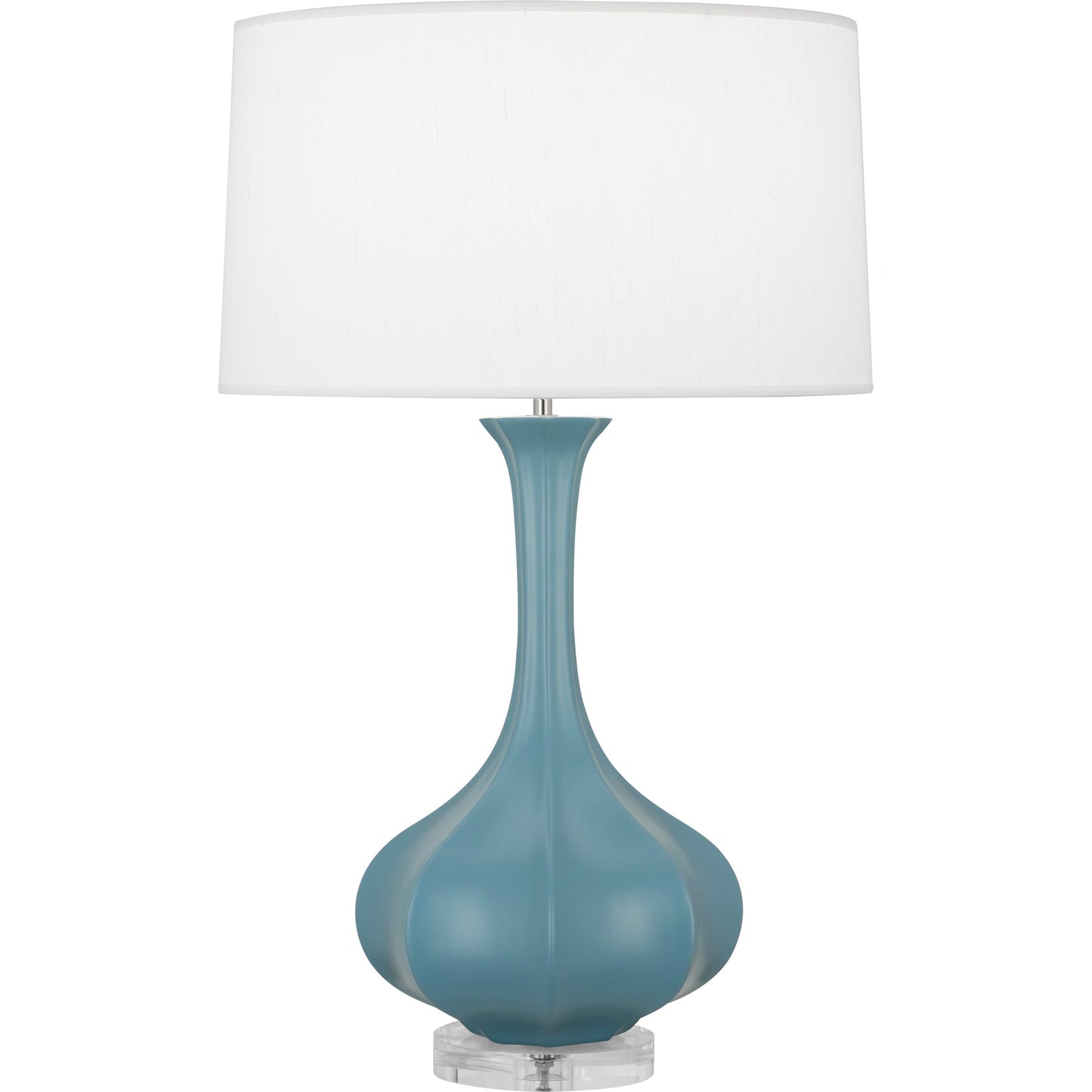 Robert Abbey  Matte Steel Blue Pike Table Lamp in Matte Steel Blue Glazed Ceramic with Lucite Base MOB96