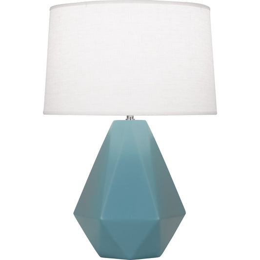 Robert Abbey  Matte Steel Blue Delta Table Lamp in Matte Steel Blue Glazed Ceramic MOB97